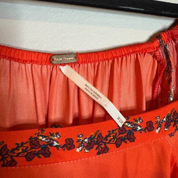 Free People Positano Orange Patchwork Print Blouse - Picture 4 of 6